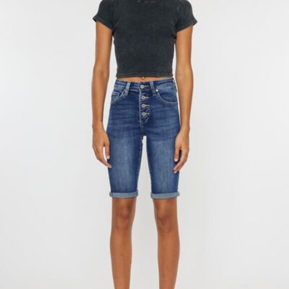 Hazel Blues® |  Kancan Cat's Whiskers Button Fly Denim Shorts - Picture 4 of 14